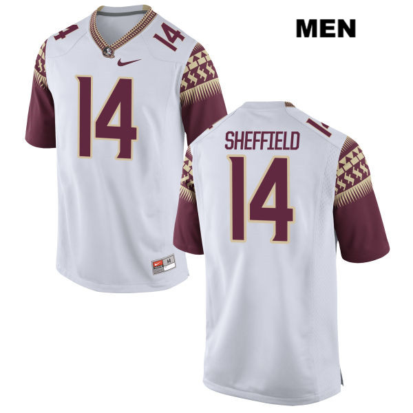 Men's NCAA Nike Florida State Seminoles #14 Deonte Sheffield College White Stitched Authentic Football Jersey SMP2569RA
